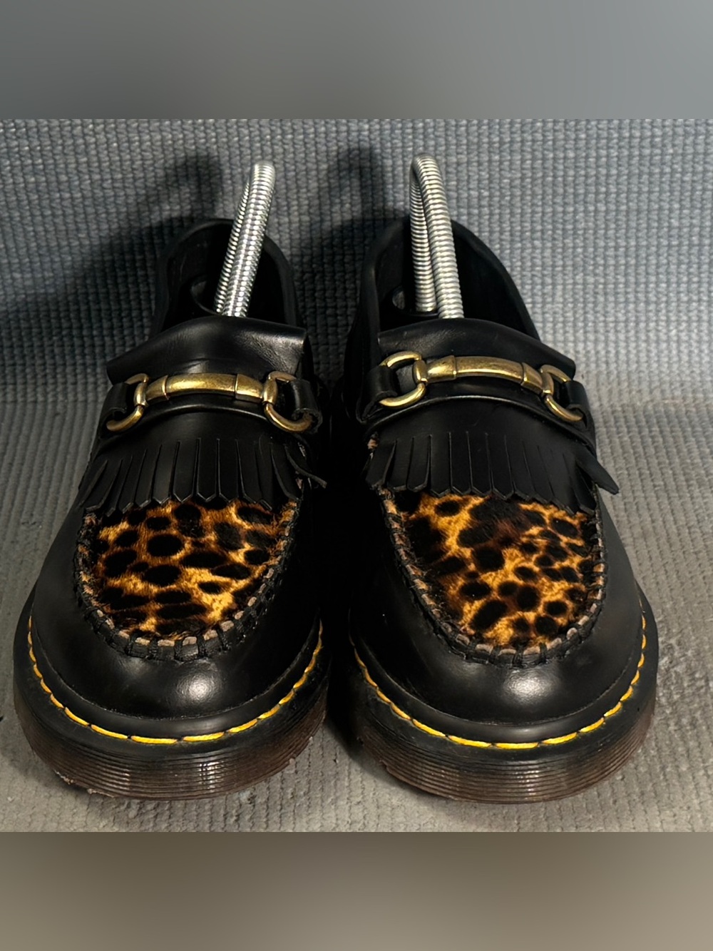 Dr. Martens Adrian Snaffle Loafer Black/Micro Leopard Hair Shoes Women’s Size 7 - Picture 3 of 9